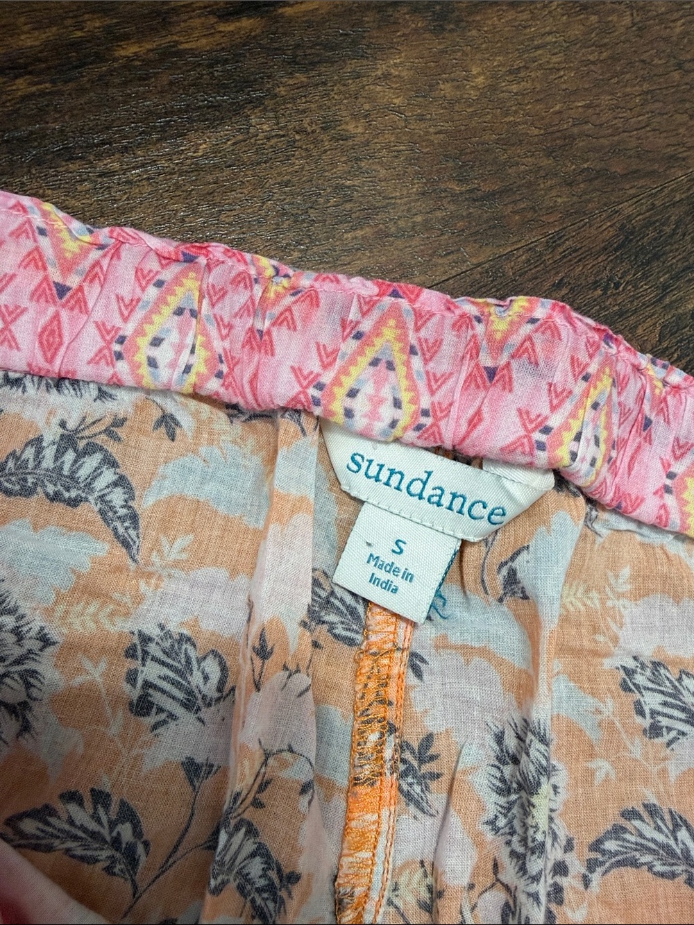 Sundance Orange Floral Drawstring Kids Pants with Pink Trim - Picture 2 of 3